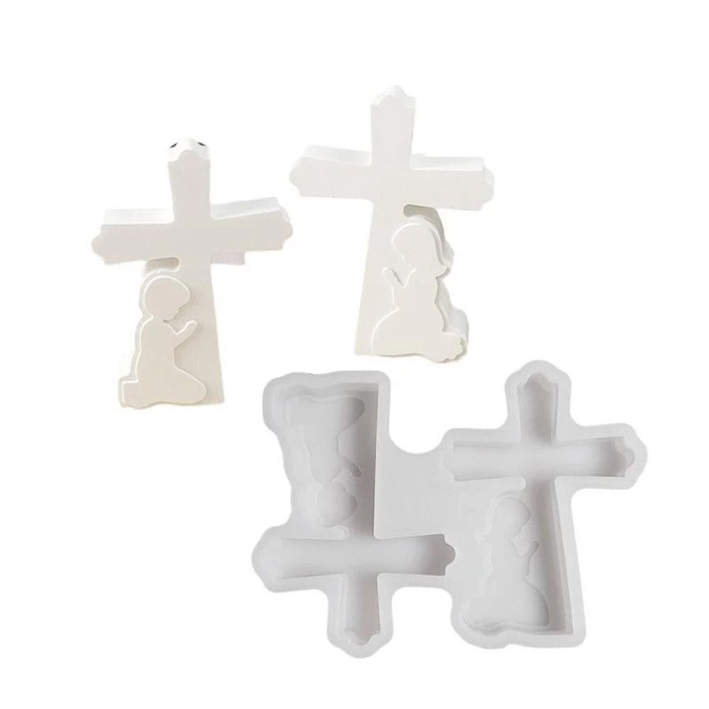 3D Boy Girl Cement Molds Handmade Cement Concrete Molds Cross Silicone Mold Home Table Decoration