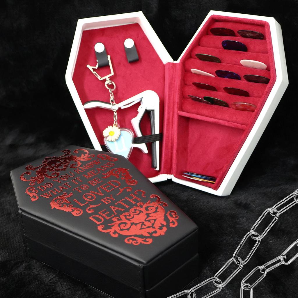 Guitar Accessory & Pick Storage Box, Velvet Collection & Capo Holder