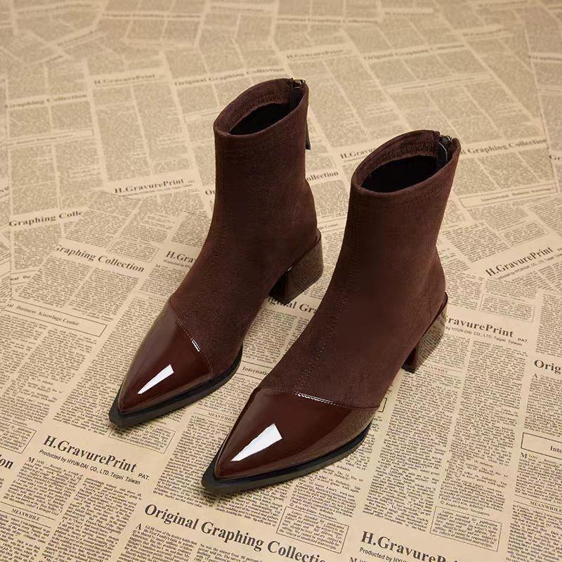 

Popular in Winter Casual and Elegant Banquet Women s Boots Fashionable New Comfortable Pointed Toe Thick Heel Riding Boots Comfortable Soft Sole Non s 35