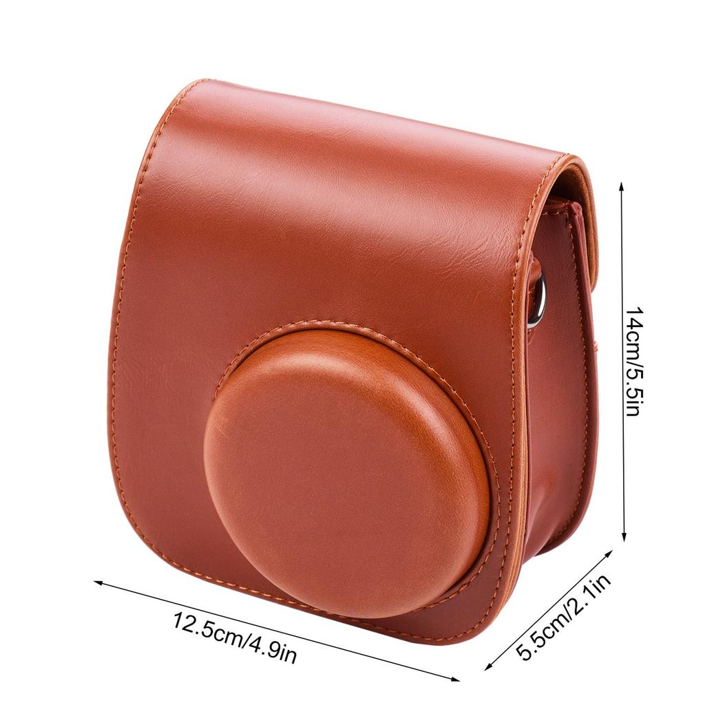 Portable Instant Camera Case Bag Holder PU Leather with Shoulder Strap Compatible with Fuji Mini 11