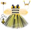 NEW Girls Cosplay Bee Costume Sleeveless Tulle Dress Headband Leg Warmers Wand Wing Sets for Cosplay Party Halloween Outfit