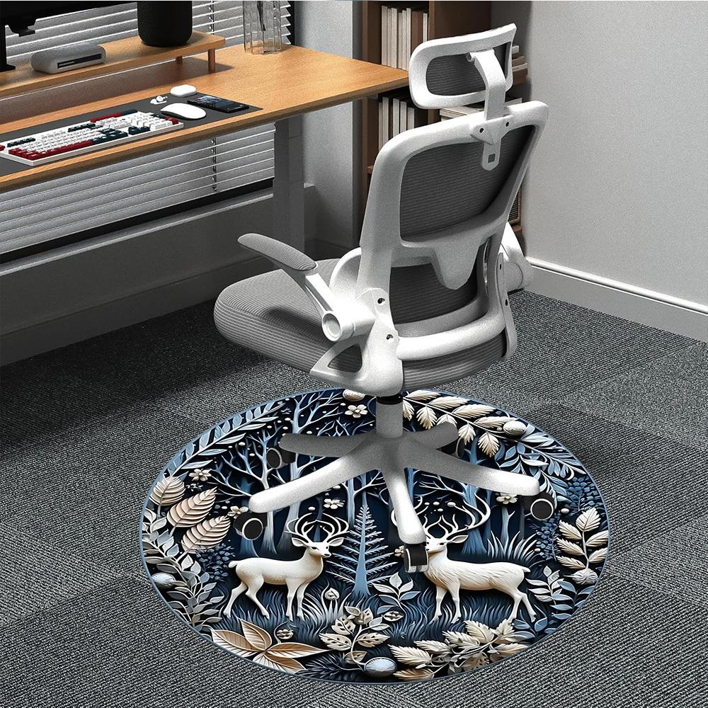 

1pc Winter Forest Chair Carpet for Office, Soft Comfortable Mat For Office, Living Room, Bedroom, Machine Washable Carpet yy251112070 80cm by 80cm