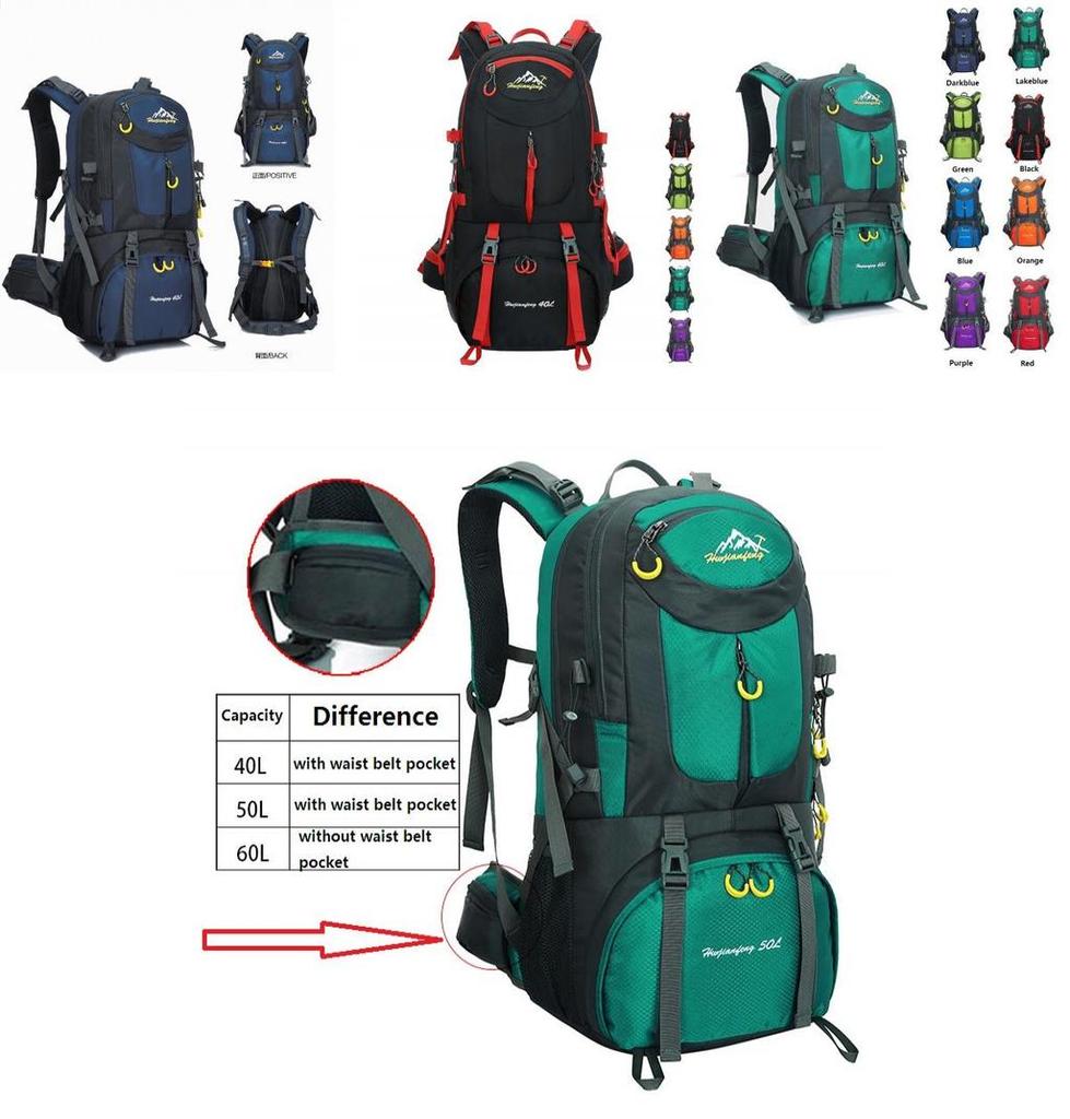 Hexagonal Nylon Backpack For Camping Climbing And Trekking 40l/50l/60l