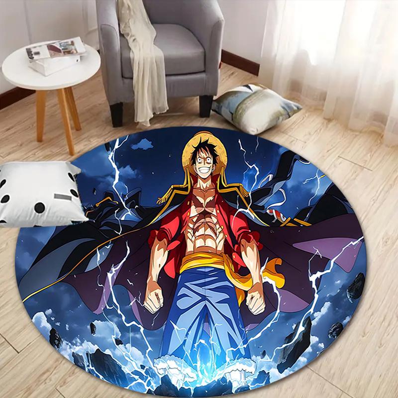 1Pc Powerful Storm Hero Flannel Round Rug Soft Non Slip Circular Office Carpet Floor Mat Bedroom Living Room Xmas Gift S1712