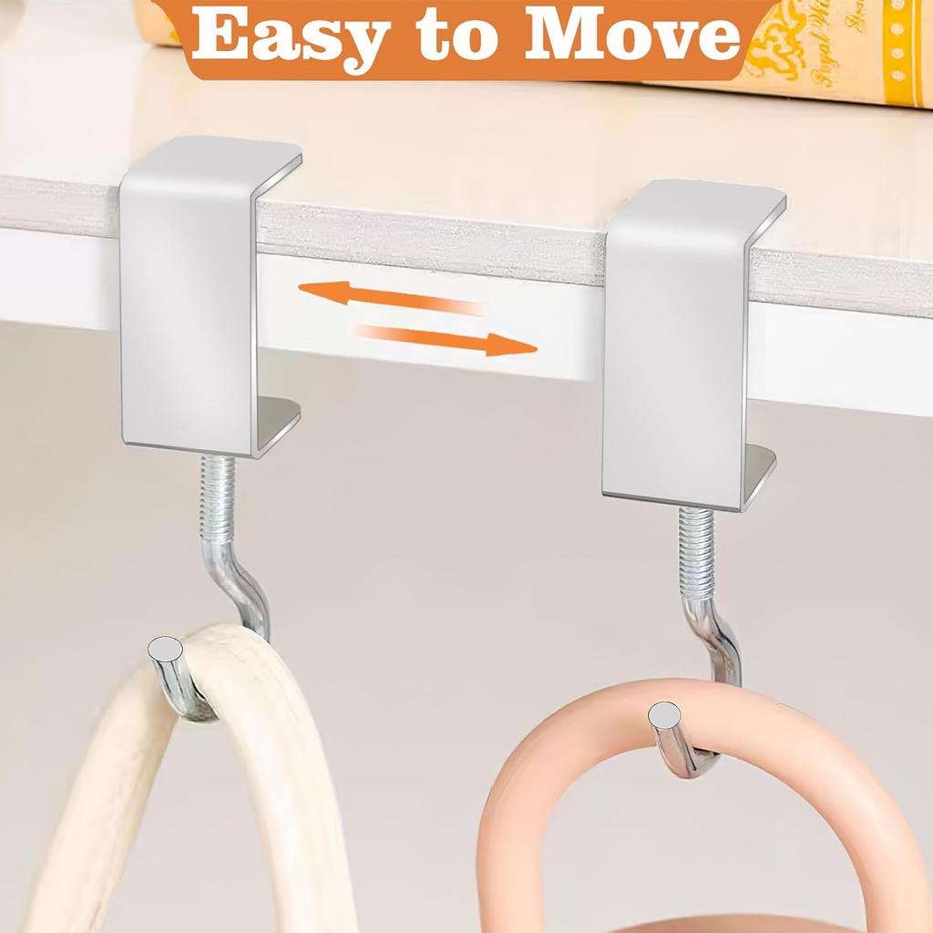 Ultra Durable Student Backpack Hook Adjustable No Adhesive Needed for Home Dorm Office Desk Mount Heavy Duty Hook Organizer
