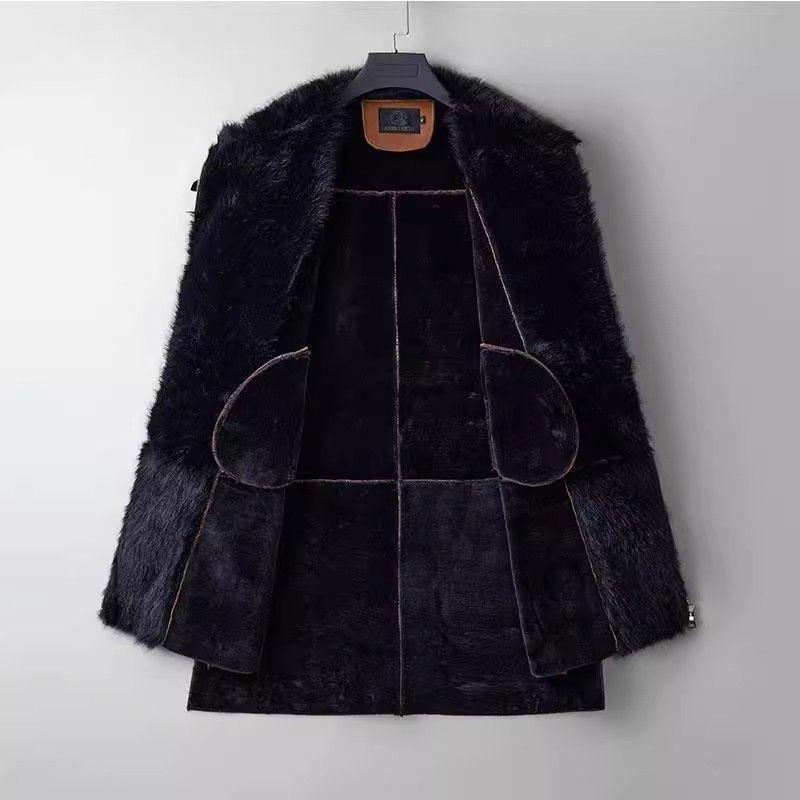 Autumn Winter Women's Leather Coat Thick Warm Mid-length Fleece-lined PU Leather Coat