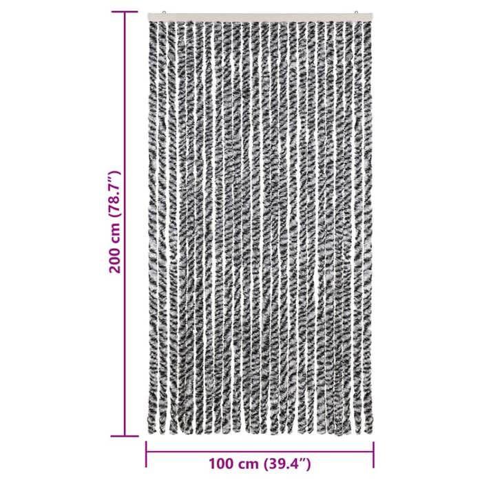 VidaXL Fly Curtain, Insect Screen with Hook, Door Curtain Adjustable Length and Width, Grey and Black and 377336