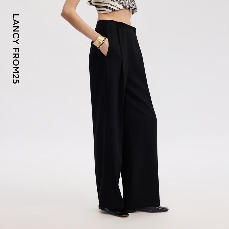LANCY Women's Black Straight-Leg Business Trousers