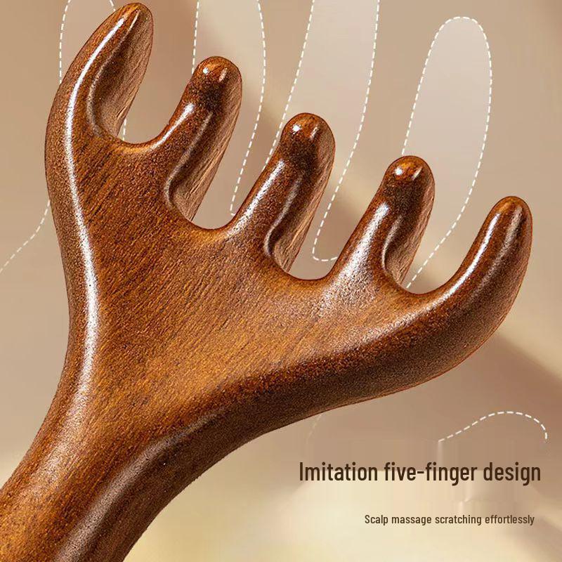 Dual-Use Sandalwood Massage Comb: Six-Claw Head Scratcher & Scalp Meridian Hair Care Tool