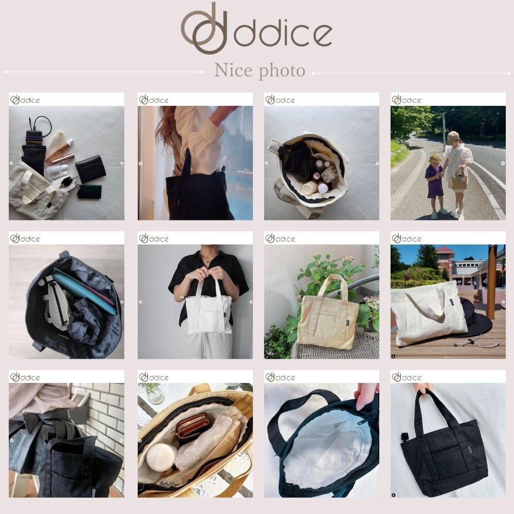 [ddice] Mini Tote Bag, Mini Bag, Mini Tote, Handbag, Bag-in-Bag, Tote Bag, Mini, Small, Small Bag (Black)