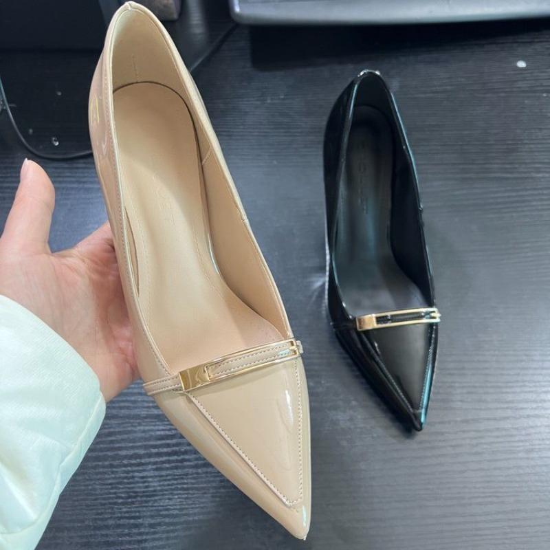 

New Style, Niche Pointed-toe, Low-cut Single Shoes with Delicate Heels, Elegant Women s Shoes 35 телесный