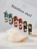 18k Gold-Plated Enamel Camellia Hoop Earrings - Stainless Steel, Fade-Resistant, Light Luxury Design