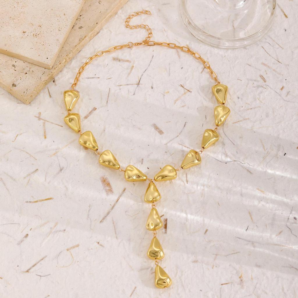 Cross-border Fashion Y-shaped Tassel Necklace with Water Drop and Irregular Baroque Beads