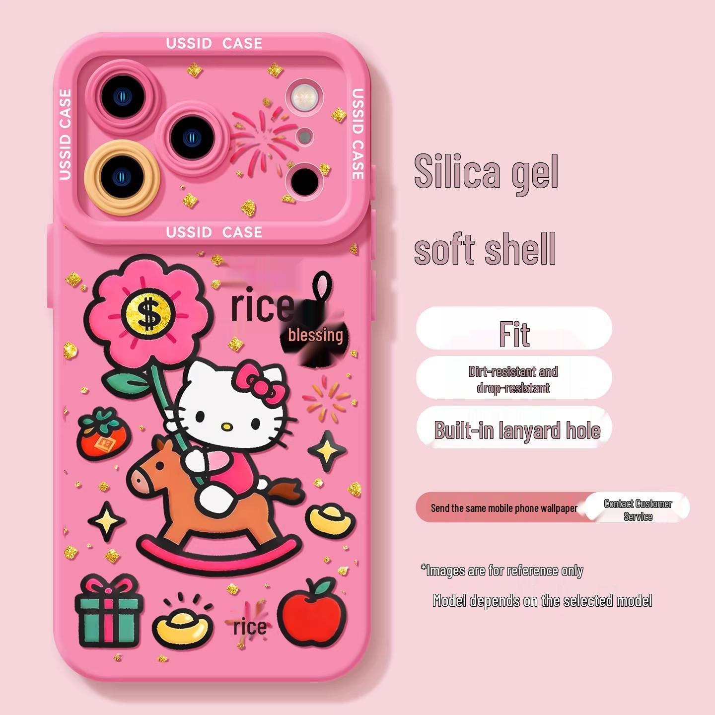 

Rich Cat Silicone iPhone Case & Lanyard, Compatible with iPhone 13-17, Cute Soft Cover iPhone 17