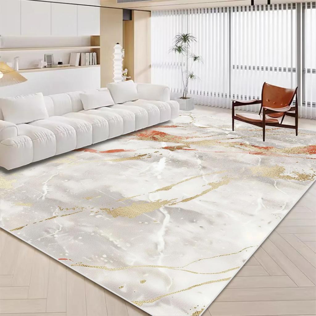 Luxury White Marble Carpet for Living Room Nordic Gold Decoration Home Tapis Non-slip Washable Rugs for Bedroom Ins Floor Mat