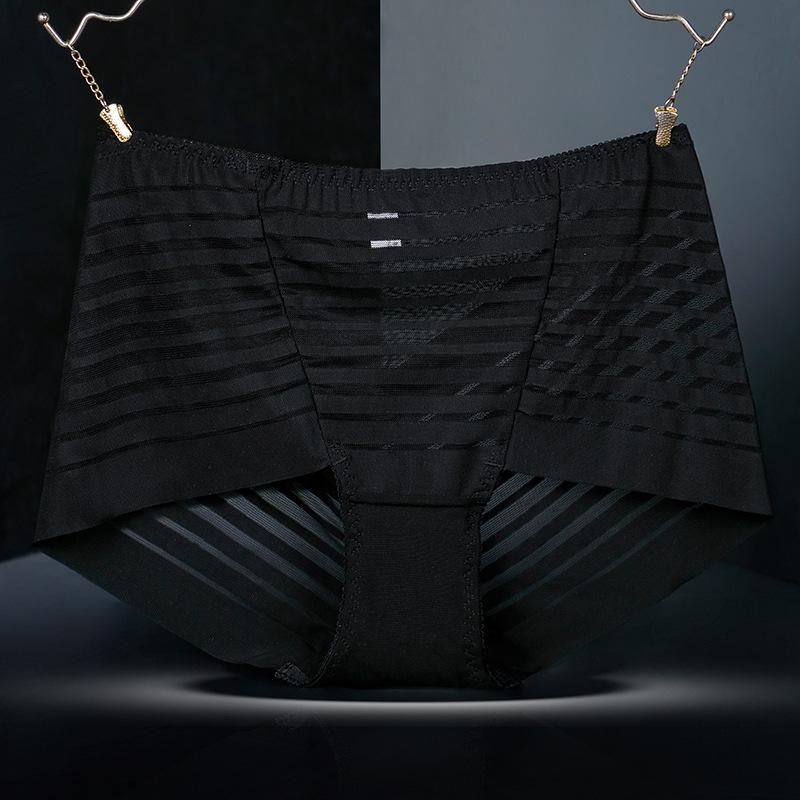 Sexy Lace Mesh Transparent Panties High Waist Women Fashion Briefs Cotton Crotch Plus Size 100kg Boyshorts Ladies Underwear