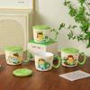 Couple Cartoon Ceramic Mug with Lid Spoon Cup Girl High Looking Home Office Breakfast Water Cup Coffee Cup
