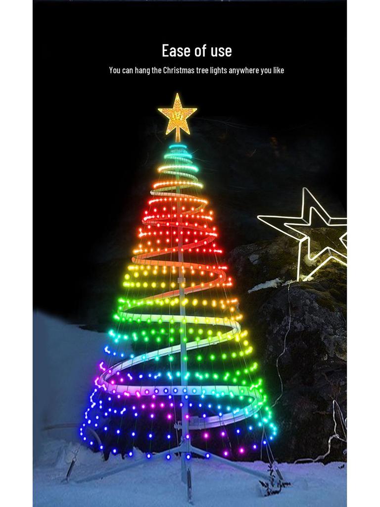 APP-Controlled LED Color-Changing Christmas Tree Lights with Bluetooth, PVC Neon String, Holiday Decoration, and Adjustable Atmosphere Lighting