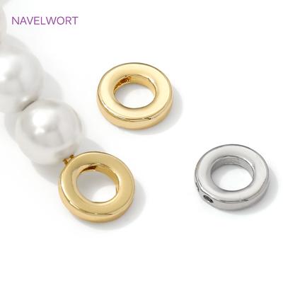End Caps For Jewelry 18K Gold Plated Brass End Beads Tip,Double-Hole Connecting Rings,DIY Bracelet Necklace Making Accessories