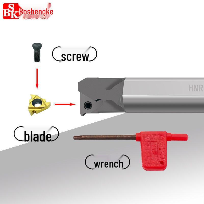 CNC Internal Threading Tool Holder HNR08-25, High-Speed Steel, Shockproof, for Internal Thread Lathe
