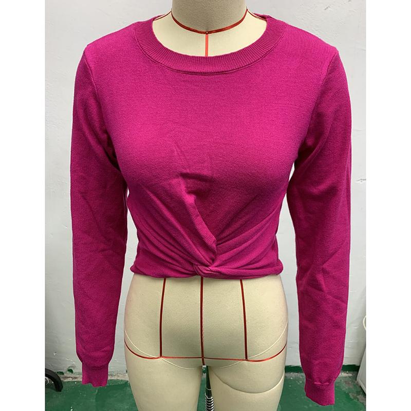 Autumn Sexy Hollow Out Twisted Knitted Sweater Women Slim Fit Long Sleeve Casual Women's Pullover Sweaters Round Neck Solid Elegant Knitwears 25063