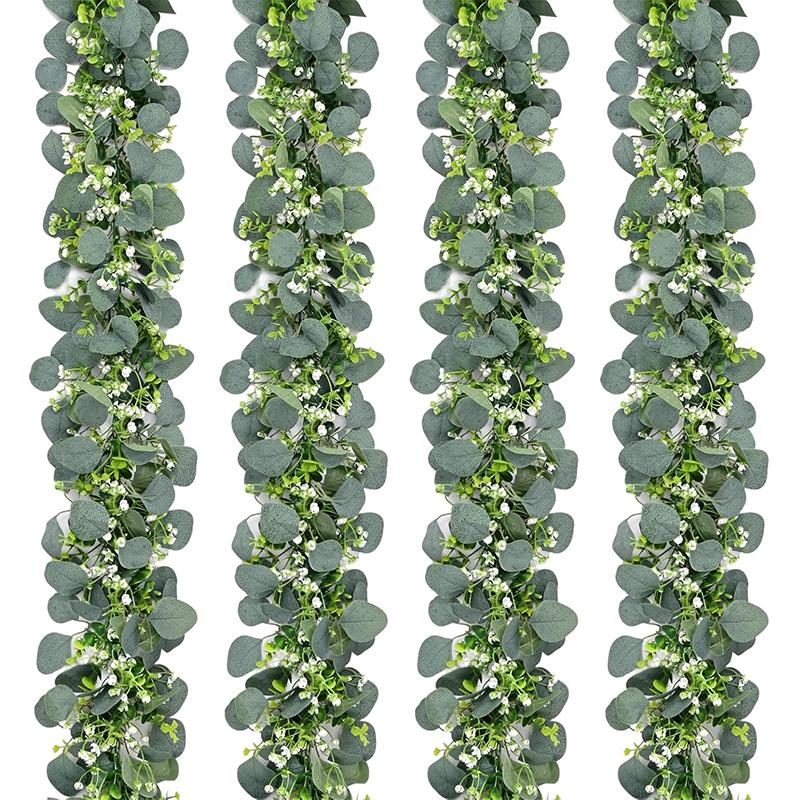 Artificial Eucalyptus Leaves Greenery Garland Fake Plant Spring Vines With Led for Wedding Room Party Decoration Accessories