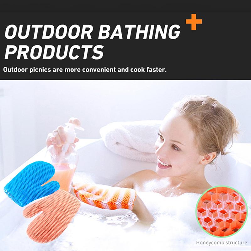 Exfoliating Shower Glove With Colorful Honeycomb Weave And Tpu High Elasticity Antibacterial Material Gentle Safe And Durable