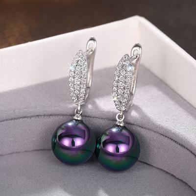 Sterling  Pearl Earrings for Women Unique Colorful Imitation Pearl Dangle Earrings Aesthetic Bride Wedding Jewelry