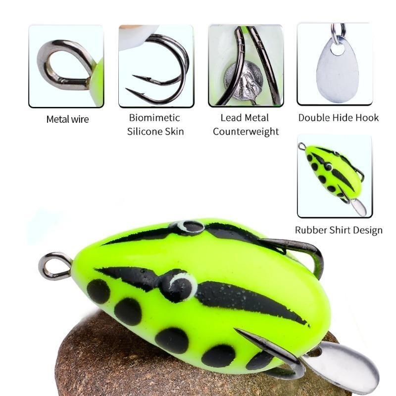 Umpan Katak 4cm/5.6g Soft Frog Fishing Lure Mini Soft Lure Double Hooks Top Water Ray Frog Artificial Bait