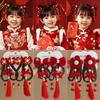 Tassels Children Bow Wig Hairpin Red Ancient Style Hairpin Chinese New Year Headwear  Girls