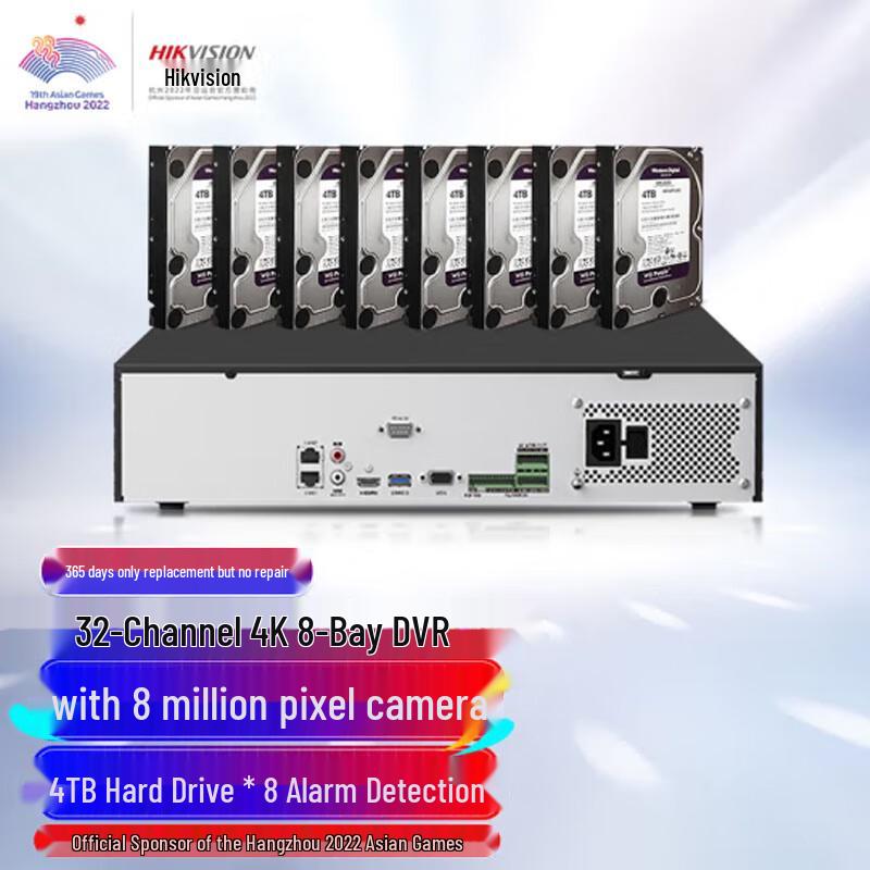 

Hikvision DS-8832N-R8 32-Channel 8-Bay NVR CN plug (adapter included)