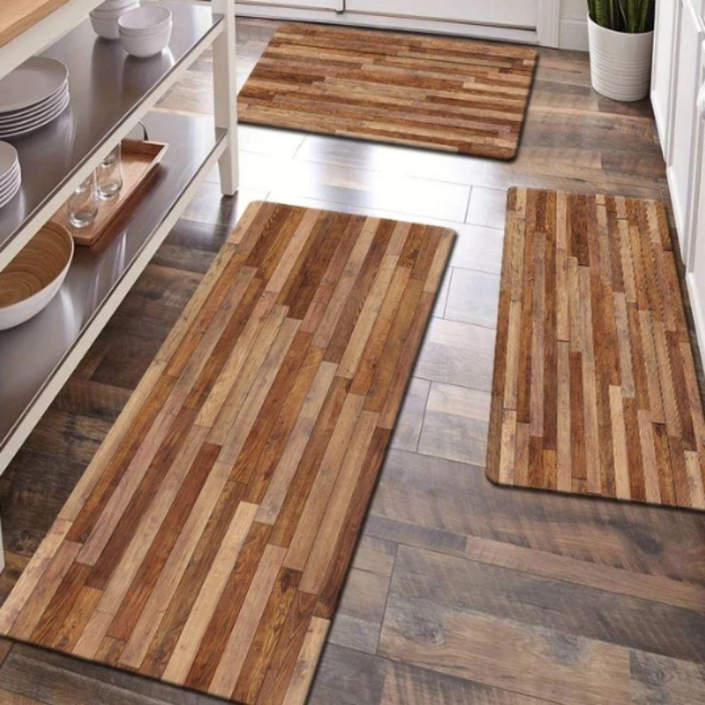 Wood Splicing Kitchen Carpet Laundry Bathroom Non-Slip Mat Living Room Entryway Floor Mat Home Decor Long Carpet