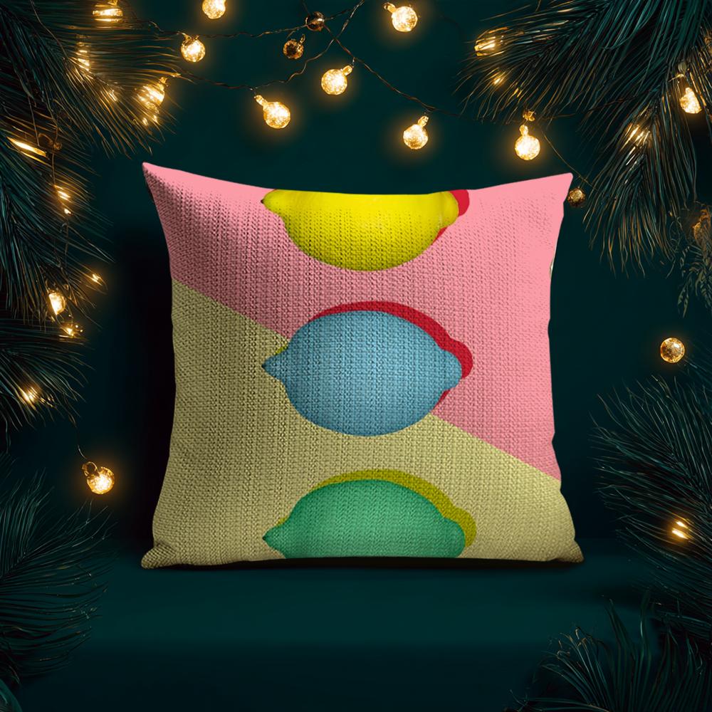 Tropical Plant Fruits Pillow Case Natural Linen Organic Fabric Double-Sided Printing Breathable Perfect For Home Decor