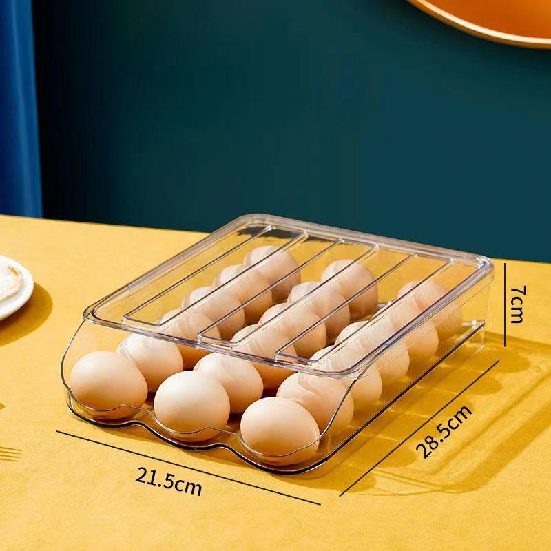 Transparent Automatic Rolling Egg Box Refrigerator Egg Dispenser Egg Rack Holder Basket Container Storage Organizer For Kitchen