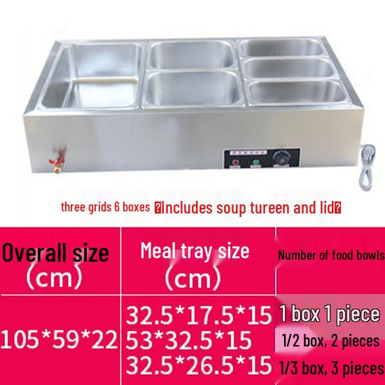 Stainless Steel Electric Food Warming Table - Multi-Functional Countertop Heater for Soups & Dishes.