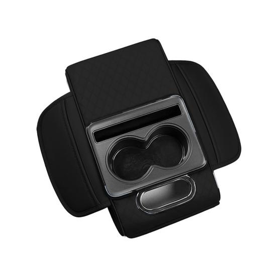 Car Armrest Box 5-in-1 Organizer with Cup Holder & Tissue Phone Slot Faux Leather Multifunctional Car Organizer Universal Vehicle Accessory