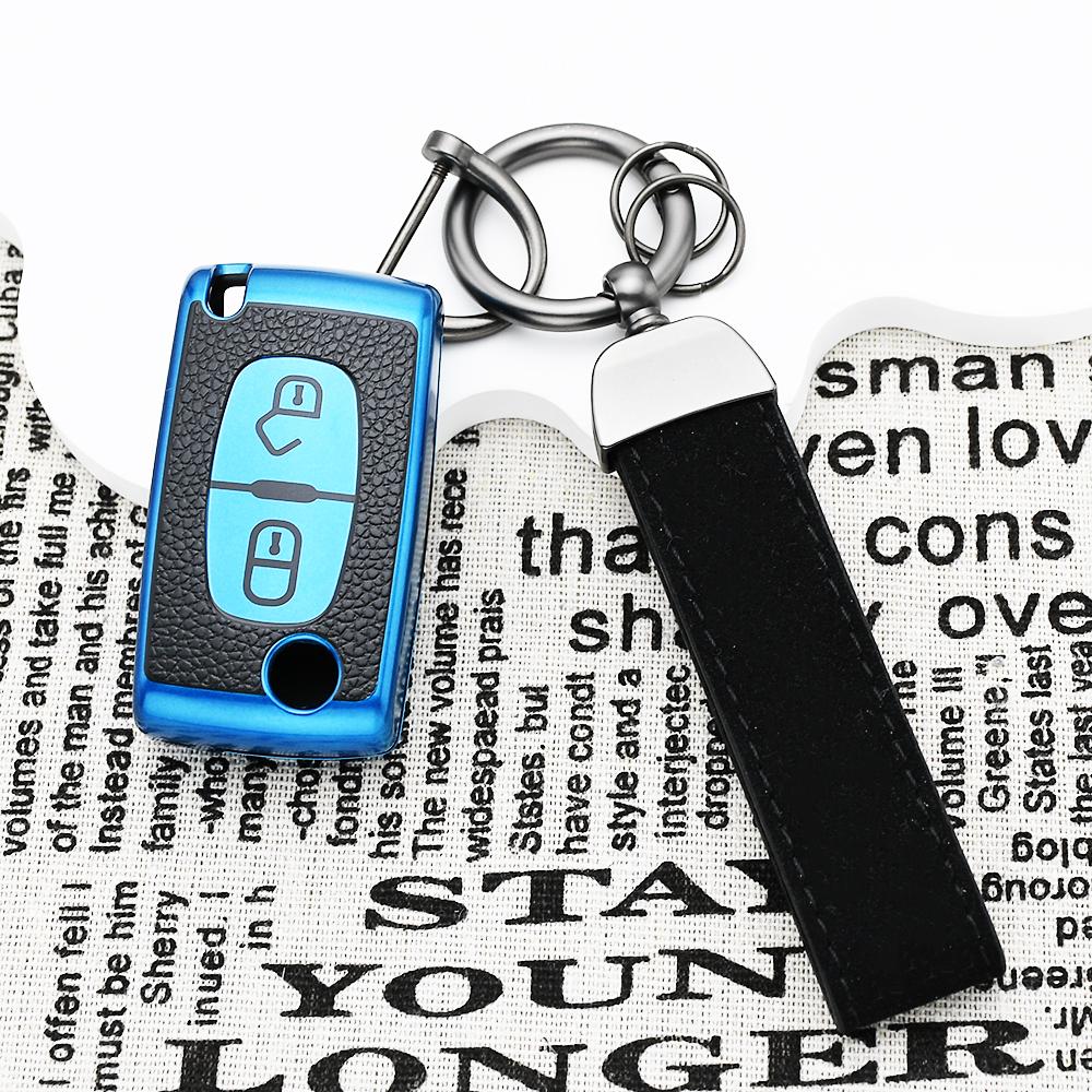 Tpu Leather For Citroen Xsara Berlingo C2 C3 C4 C5 C6 Flip Car Key Case Cover For Peugeot 207 307 308 407 607 807 Protector Fob