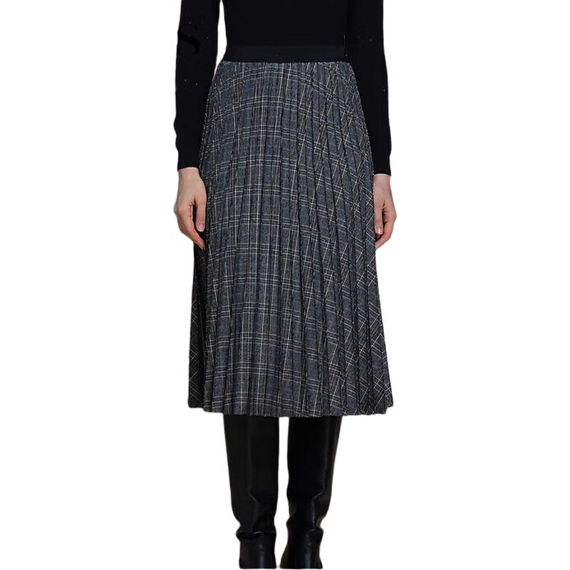 PORTS Women s Pleated Plaid Midi Skirt XS