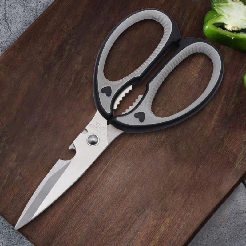 2.5mm Thick Stainless Steel Sharp Shear Korean Barbecue Clips PP TPR Multi Functional Kitchen Scissors for Meat Fish