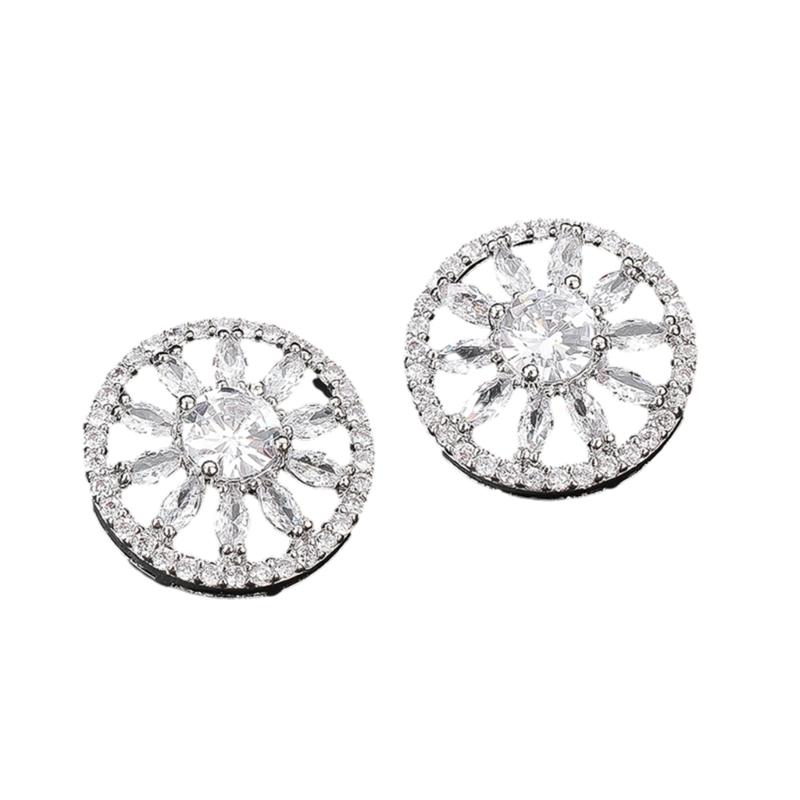 

2 PCS Hollow Flower Rhinestone Buttons Brass Sewing Accessories for DIY Wedding Clothing Cardigan Cheongsam Crafts 1