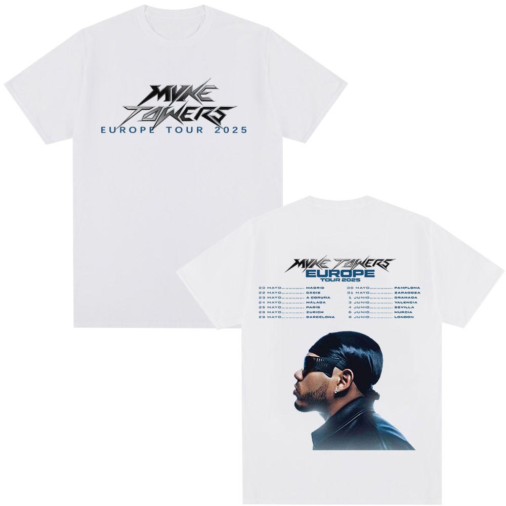 

Rapper Myke Towers Europe Tour 2025 T-shirts Men Women Fashion Hip Hop Short Sleeve T-shirt Cotton Oversized T Shirts Streetwear S разноцветный