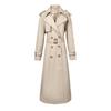 European and American classic lapel trench coat double-breasted + epaulettes decorative belt, crisp and elegant British style