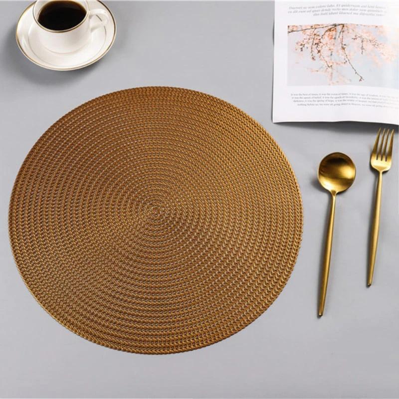 2pcs  38CM Round Placemat Kitchen Dining Table Mats Steak Pad Anti-scalding Insulation Pads Restaurant Home Decor