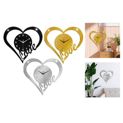 Heart Shaped Wall Clock Living Room Home Decorative Christmas Hanging Clock