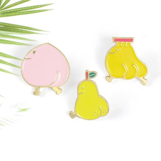 Unisex Walking Peach Hruška Ovoce Smalt Brož Odznak Šátek Taška Oblečení Dekor