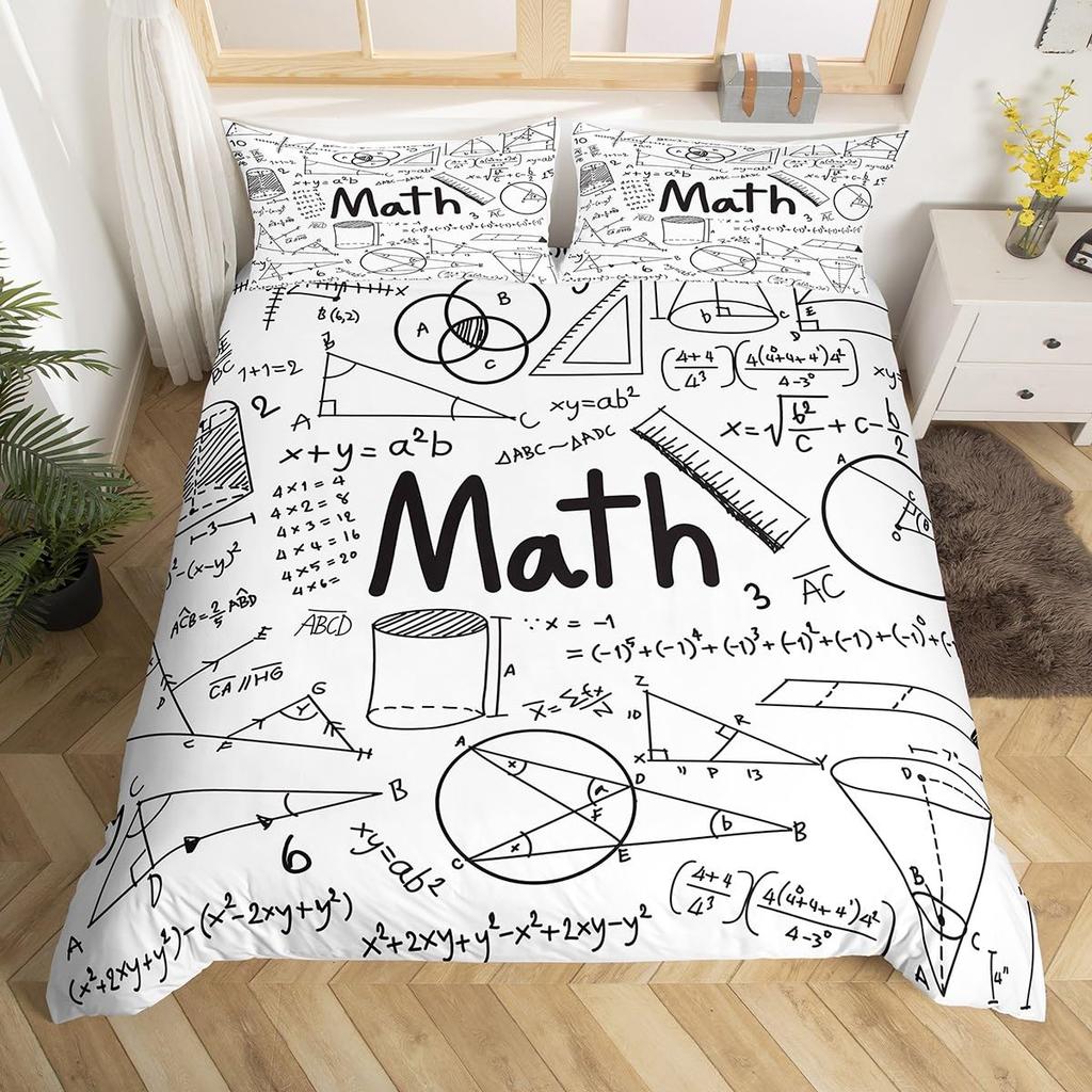 Science Formula Bedding Set Queen Chemical Elements Science Theme Duvet Cover for Boys Girls School Educational Dorm Room Decor
