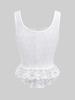 Rosegal Gothic Pointelle Hollow Out Jacquard Embroidery Lace Trim Peplum Hem Hook and Eye Tank Top