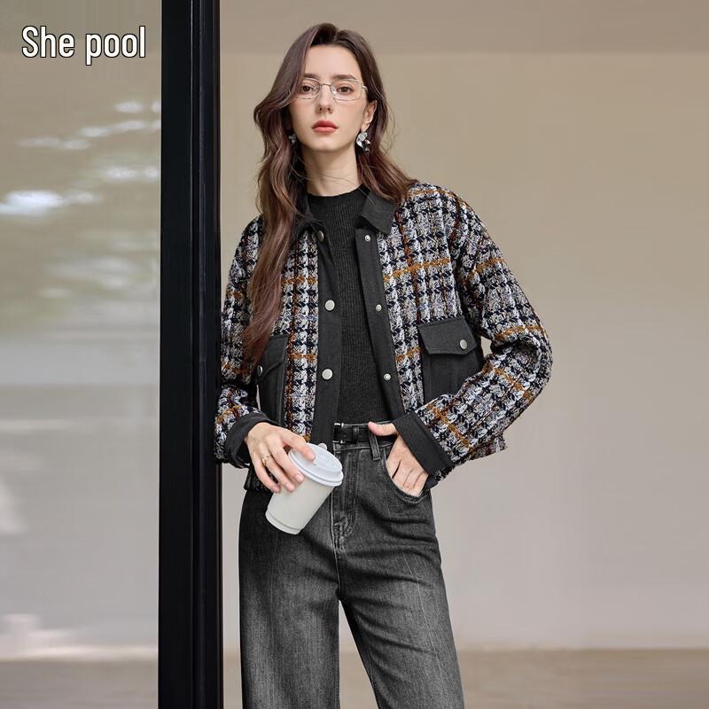 

Women s Chic Plaid Lapel Jacket XL