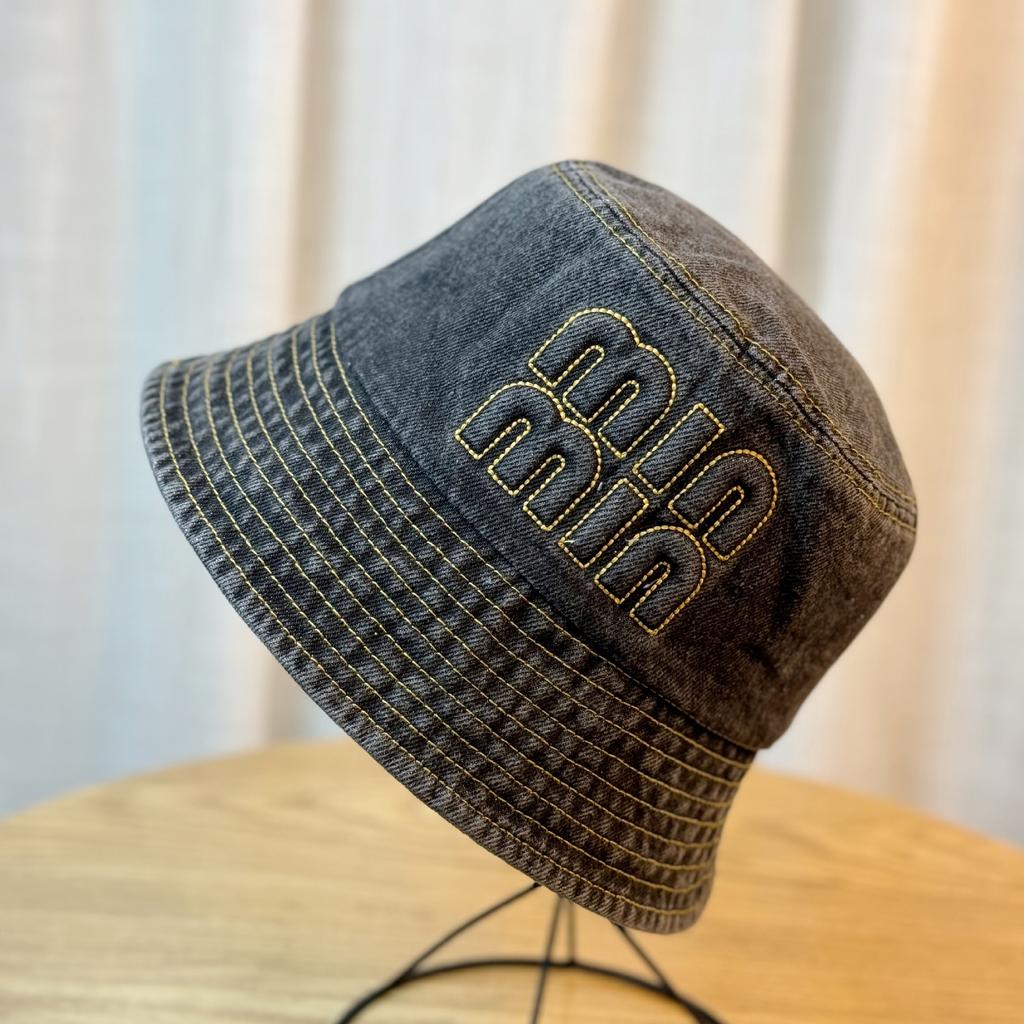 New Style Denim Fisherman Hat for Women with Letters Big Head Circumference Face Showing Small Basin Hat Sun Protection Visor