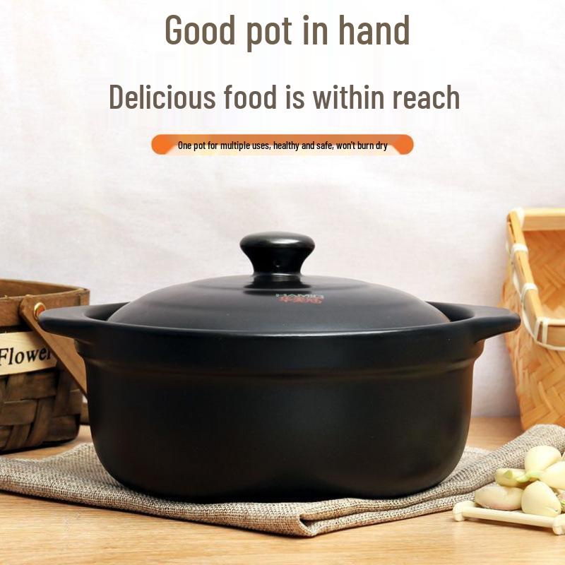 High-Temperature Resistant Clay Pot for Noodles, Casseroles, and Soups – Ideal for Open Flame Cooking, Spicy Hotpot, and Porridge.